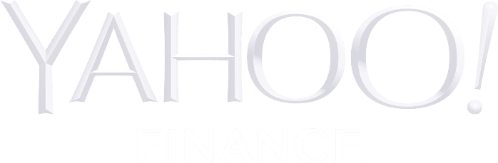 Yahoo finance logo in all white